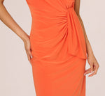 Sleeveless Jersey Keyhole Draped Sheath Dress In Papaya 4