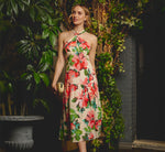 Floral Keyhole Halter Flounce Dress In Blush Multi 1