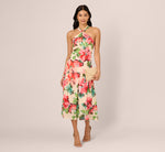 Floral Keyhole Halter Flounce Dress In Blush Multi 2