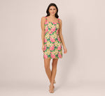 Sleeveless Floral Embroidery Short Sheath Dress In Pink Green Multi 8