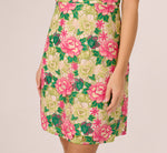 Sleeveless Floral Embroidery Short Sheath Dress In Pink Green Multi 5
