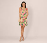 Sleeveless Floral Embroidery Short Sheath Dress In Pink Green Multi 2