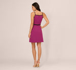Sleeveless Contrast Tipped Short Crepe Dress In Plum Berry 5