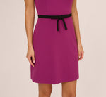 Sleeveless Contrast Tipped Short Crepe Dress In Plum Berry 4