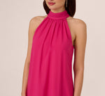 Chiffon Halter Trapeze Dress In Hot Pink 3
