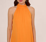 Chiffon Halter Trapeze Dress In Orange 3