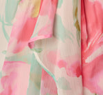 Sleeveless Draped Floral Chiffon Midi Sheath Dress In Coral Green Multi 6