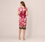 Short Sleeve Iris Floral Sheath Dress In Berry Multi 5