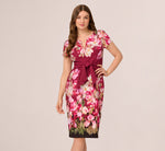Short Sleeve Iris Floral Sheath Dress In Berry Multi 2