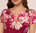 Short Sleeve Iris Floral Sheath Dress In Berry Multi 3