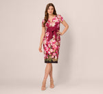 Short Sleeve Iris Floral Sheath Dress In Berry Multi 7