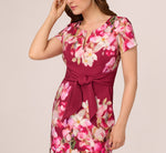 Short Sleeve Iris Floral Sheath Dress In Berry Multi 4