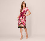 Short Sleeve Iris Floral Sheath Dress In Berry Multi 1