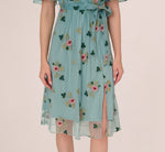 Flutter Sleeve Surplice Embroidered Midi Dress In Slate Multi 4