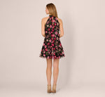 Floral Embroidered Trapeze Halter Dress In Pink Multi 5