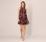 Floral Embroidered Trapeze Halter Dress In Pink Multi 7