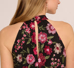 Floral Embroidered Trapeze Halter Dress In Pink Multi 4