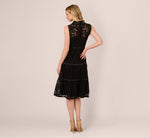 Sleeveless Collared Lace Fit And Flare Dress In Black 5