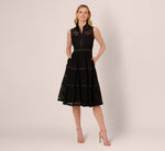 Sleeveless Collared Lace Fit And Flare Dress In Black 2