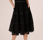 Sleeveless Collared Lace Fit And Flare Dress In Black 4