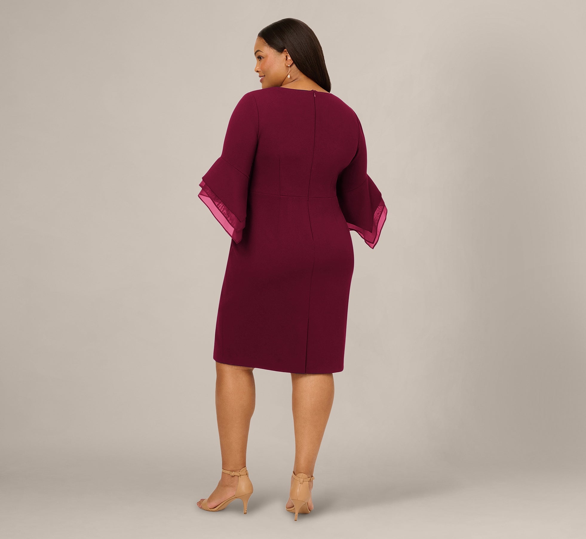 Adrianna Papell Plus Size 3/4-Sleeve Sheath Dress - Cabernet - Size 22W Adrianna Papell Plus Size 3/4-Sleeve Sheath Dress - Cabernet - Size 22W
