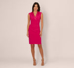 Cap Sleeve Jersey Tuxedo Sheath Dress In Brilliant Rose 2