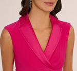 Cap Sleeve Jersey Tuxedo Sheath Dress In Brilliant Rose 7