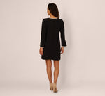 Long Sleeve Contrast Tipped Sheath Dress In Black Ivory 5