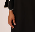 Long Sleeve Contrast Tipped Sheath Dress In Black Ivory 4