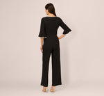 Bell Sleeve Tie Front Contrast Tipped Jumpsuit In Black Ivory 5