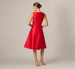Sleeveless Bateau A Line Midi Dress In Red 5