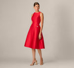 Sleeveless Bateau A Line Midi Dress In Red 1