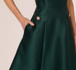 Sleeveless Bateau A Line Midi Dress In Dark Forest 3