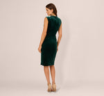 Cap Sleeve Pearly Velvet Midi Dress In Emerald 6