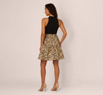 Sleeveless Jacquard Flounce Combo Dress In Black Gold 6