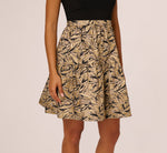 Sleeveless Jacquard Flounce Combo Dress In Black Gold 5