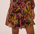 Long Sleeve Paisley Chiffon Trapeze Dress In Brown Multi 5