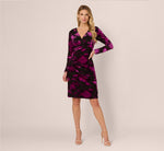 Long Sleeve Floral Burnout Sheath Dress In Black Violet 7
