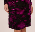 Long Sleeve Floral Burnout Sheath Dress In Black Violet 4