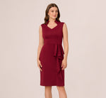 Sleeveless Queen Anne Sheath Dress In Crimson Haze 2