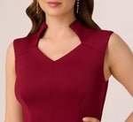 Sleeveless Queen Anne Sheath Dress In Crimson Haze 3