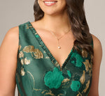 Plus Size V Neck Metallic Jacquard Fit And Flare Midi Dress In Hunter Gold 3