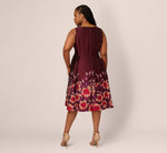 Plus Size Sleeveless Floral Border Jacquard Midi Dress In Plum Multi 6
