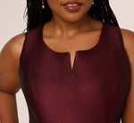 Plus Size Sleeveless Floral Border Jacquard Midi Dress In Plum Multi 5