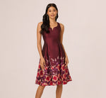 Sleeveless Floral Border Jacquard Midi Dress In Plum Multi 2