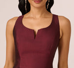 Sleeveless Floral Border Jacquard Midi Dress In Plum Multi 3