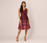 Sleeveless Floral Border Jacquard Midi Dress In Plum Multi 7
