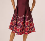 Sleeveless Floral Border Jacquard Midi Dress In Plum Multi 4