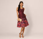 Sleeveless Floral Border Jacquard Midi Dress In Plum Multi 1