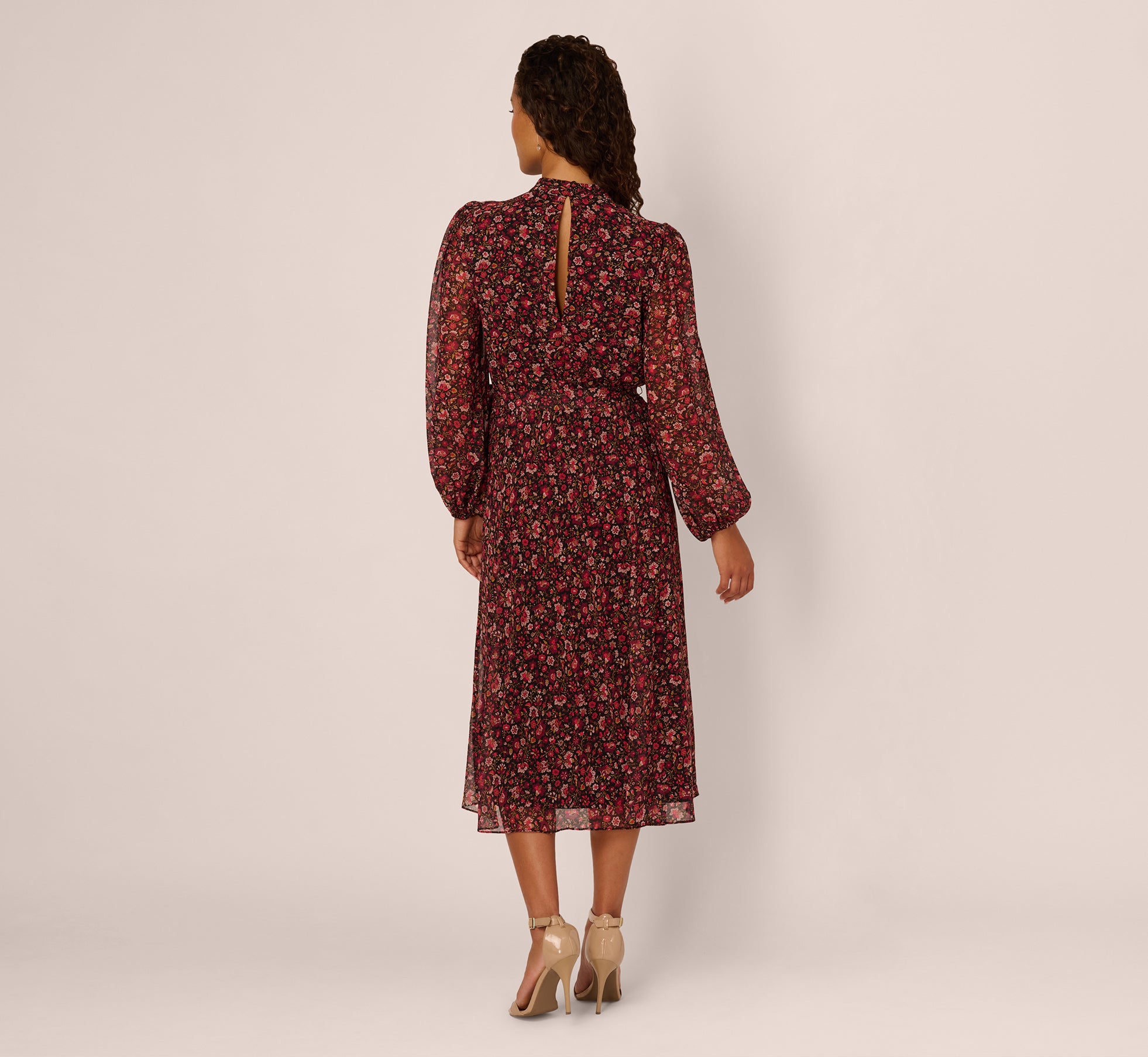 chinese dress ladies Long Sleeve Brown Multi Floral Oslo Midi Dress Hyacinth House Brown Multi Floral / XS main image 1